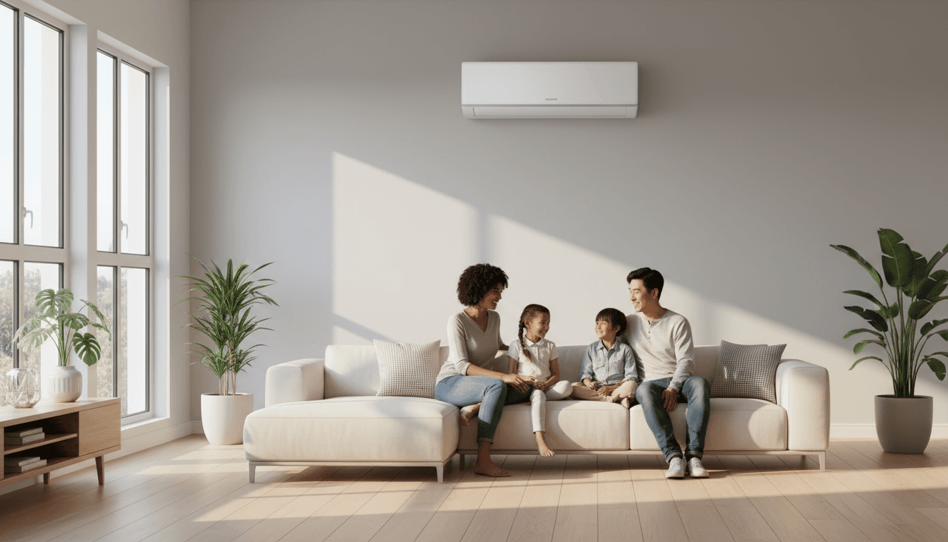 Homeowner enjoying comfortable indoor climate from new AC system