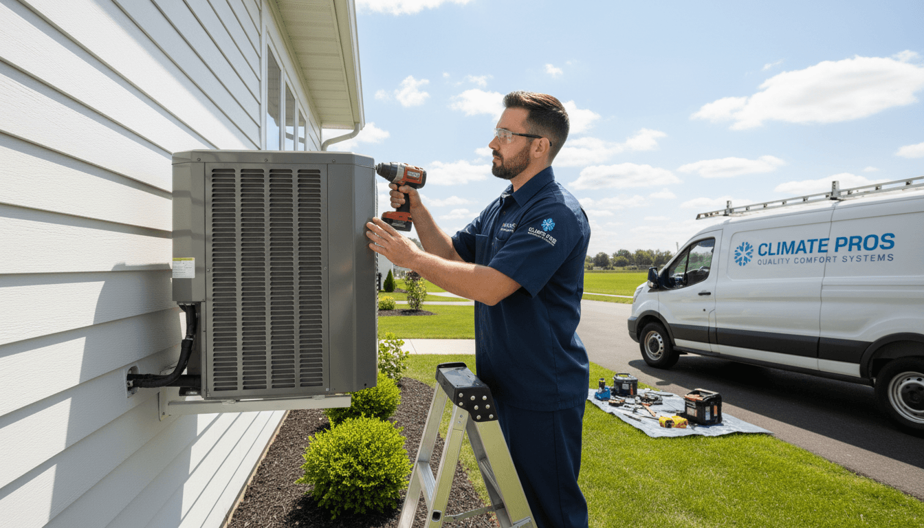 Nair Enterprises LLC HVAC technician servicing an air conditioning system